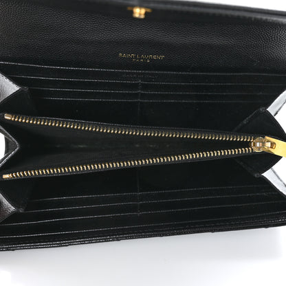Saint Laurent Grain De Poudre Matelasse Chevron Monogram Flap Wallet Black 5 of 6