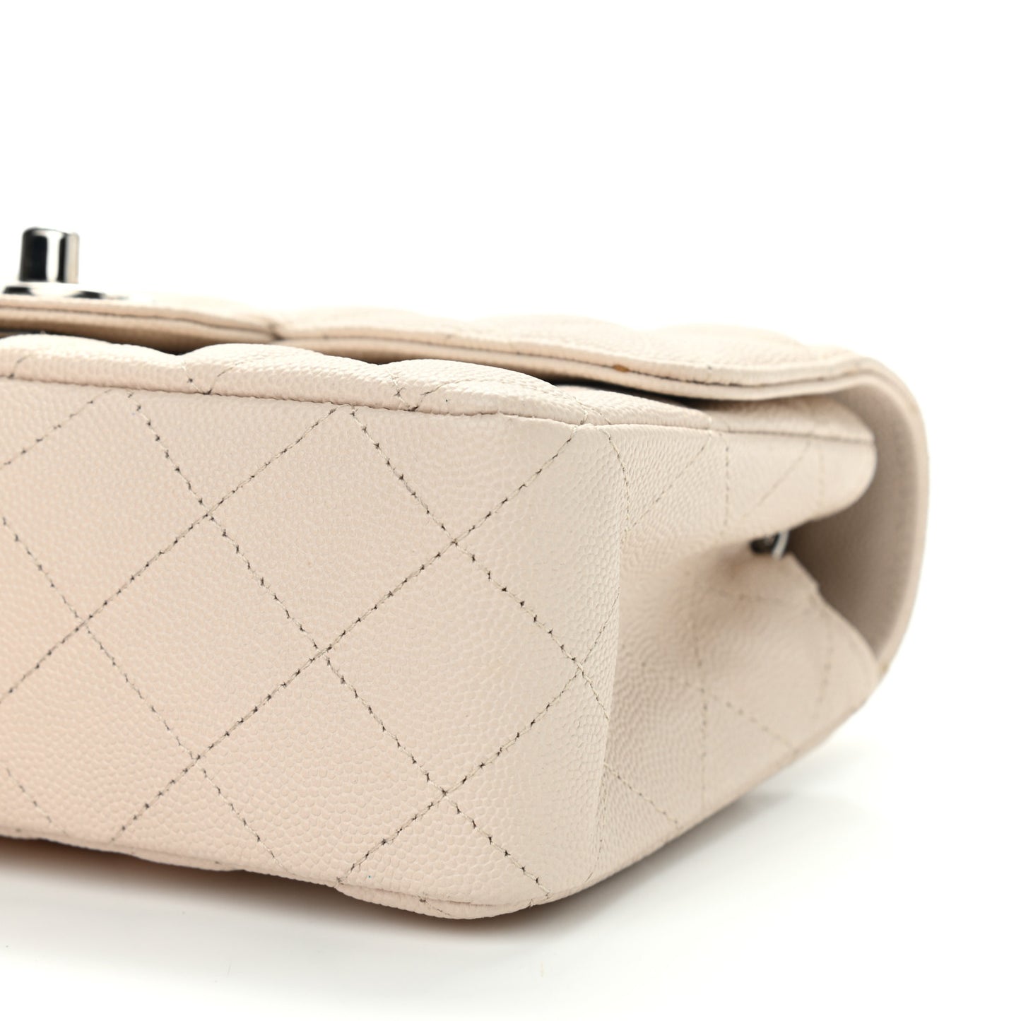 Caviar Quilted Mini Rectangular Flap Ivory