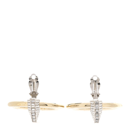 Chanel Baguette Crystal Hoop Clip On Earrings Gold 3 of 5