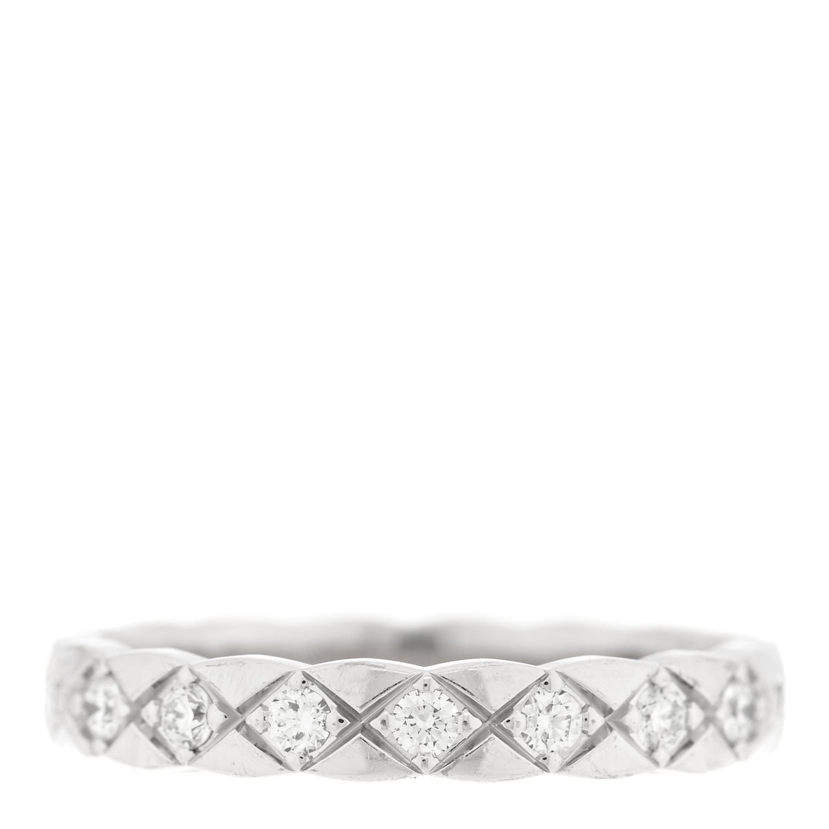 Chanel 18K White Gold Diamond Mini Coco Crush Ring 51 5.75 1 of 4