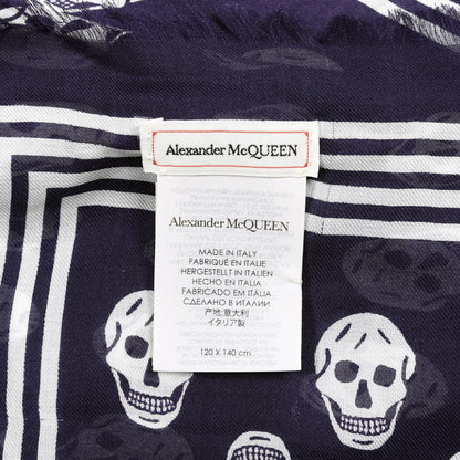Alexander McQueen Wool Silk Cashmere Skull Scarf Purple 3 of 4