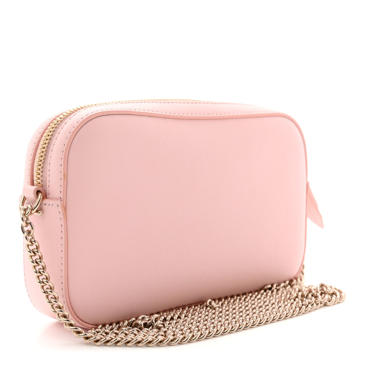 Gucci Dollar Calfskin Enamel Super Mini GG Marmont Chain Shoulder Bag Light Pink Blue 3 of 13