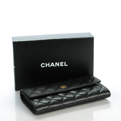 Chanel Caviar Quilted Large Gusset Flap Wallet Black 4 of 8