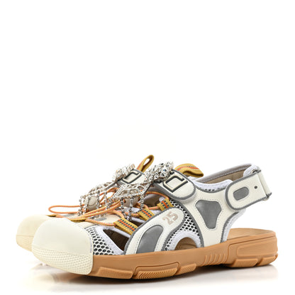 Gucci Mesh Fabric Tinsel Sport Sandals 39 White Silver 3 of 11