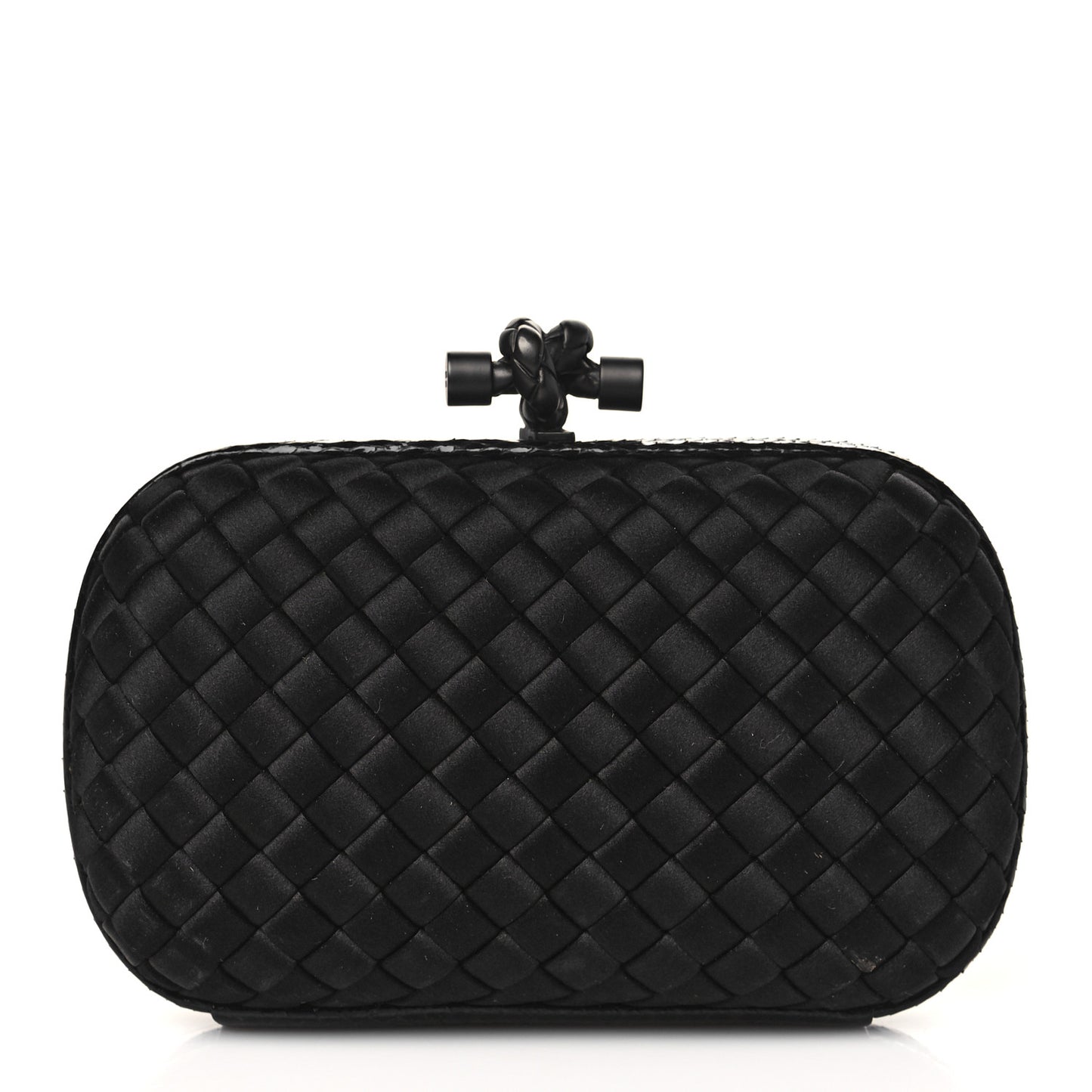 Satin Intreccio Impero Ayers Knot Clutch Black