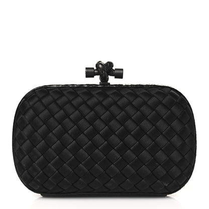 Bottega Veneta Satin Intreccio Impero Ayers Knot Clutch Black 1 of 10