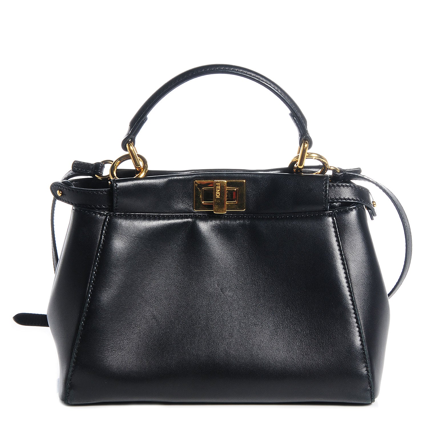 Fendi Nappa Mini Peekaboo Iconic Satchel Black 10 of 16