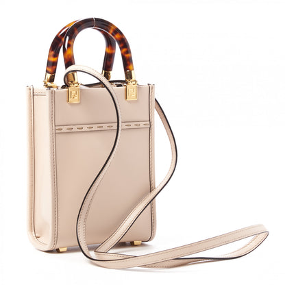 Fendi Vitello King Plexiglass Logo Embossed Mini Fendi Sunshine Shopper Tote Poudre 3 of 9
