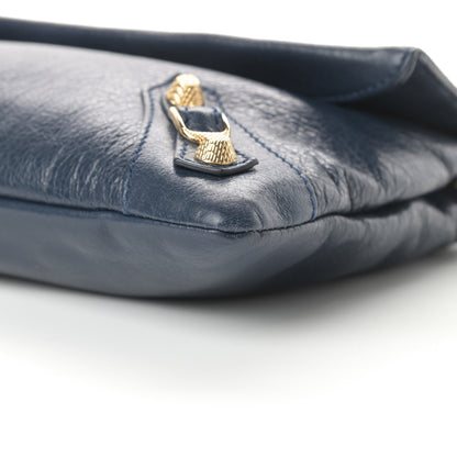 Balenciaga Agneau Giant 12 Gold Hardware Envelope Strap Clutch Bleu Obscur 10 of 10