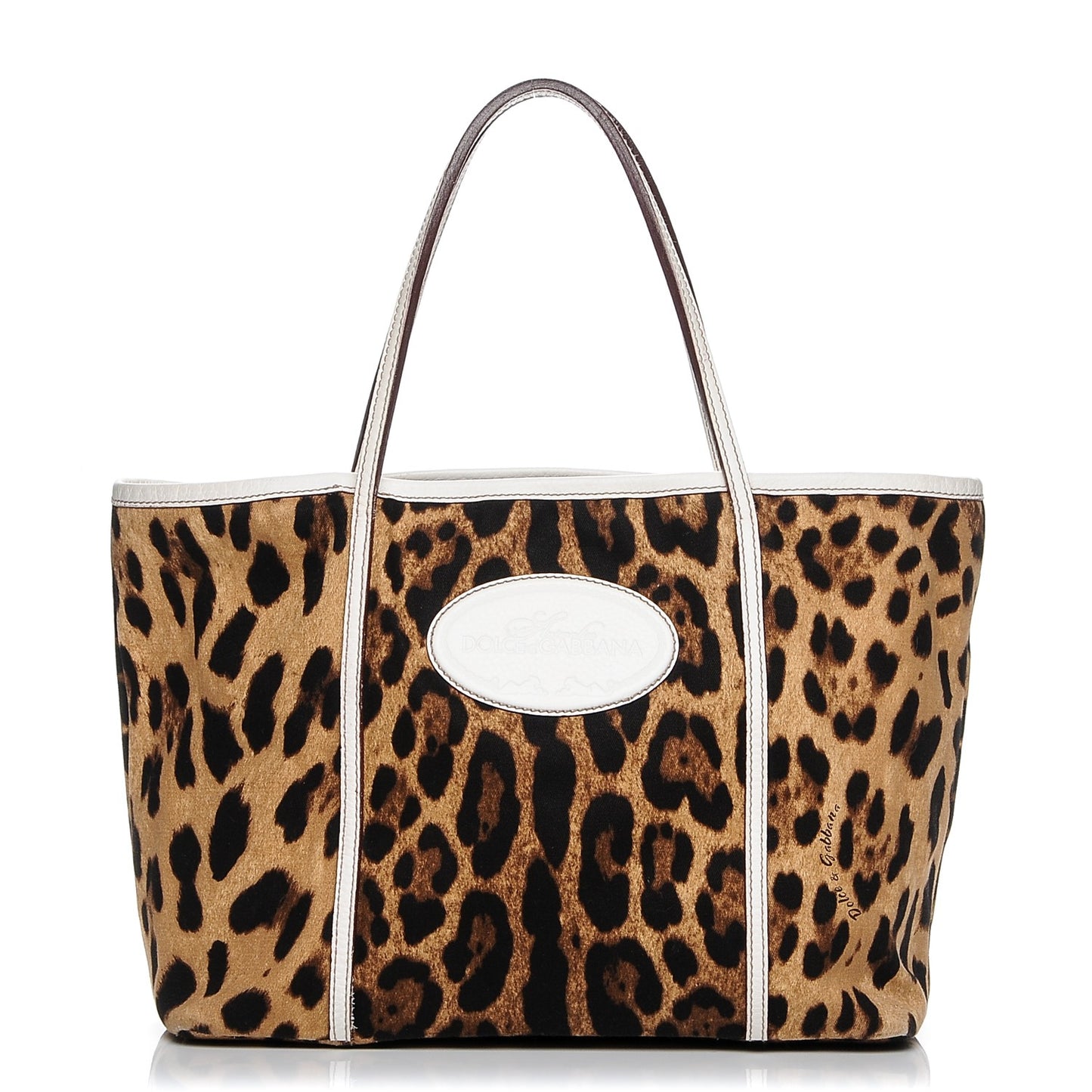 Canvas Leopard Print Animalier Tote White