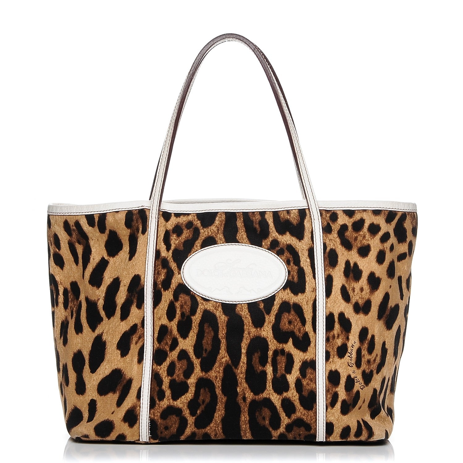 Dolce & Gabbana Canvas Leopard Print Animalier Tote White 1 of 9