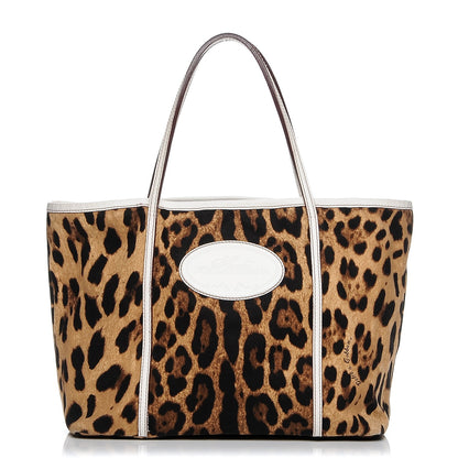 Dolce & Gabbana Canvas Leopard Print Animalier Tote White 1 of 9