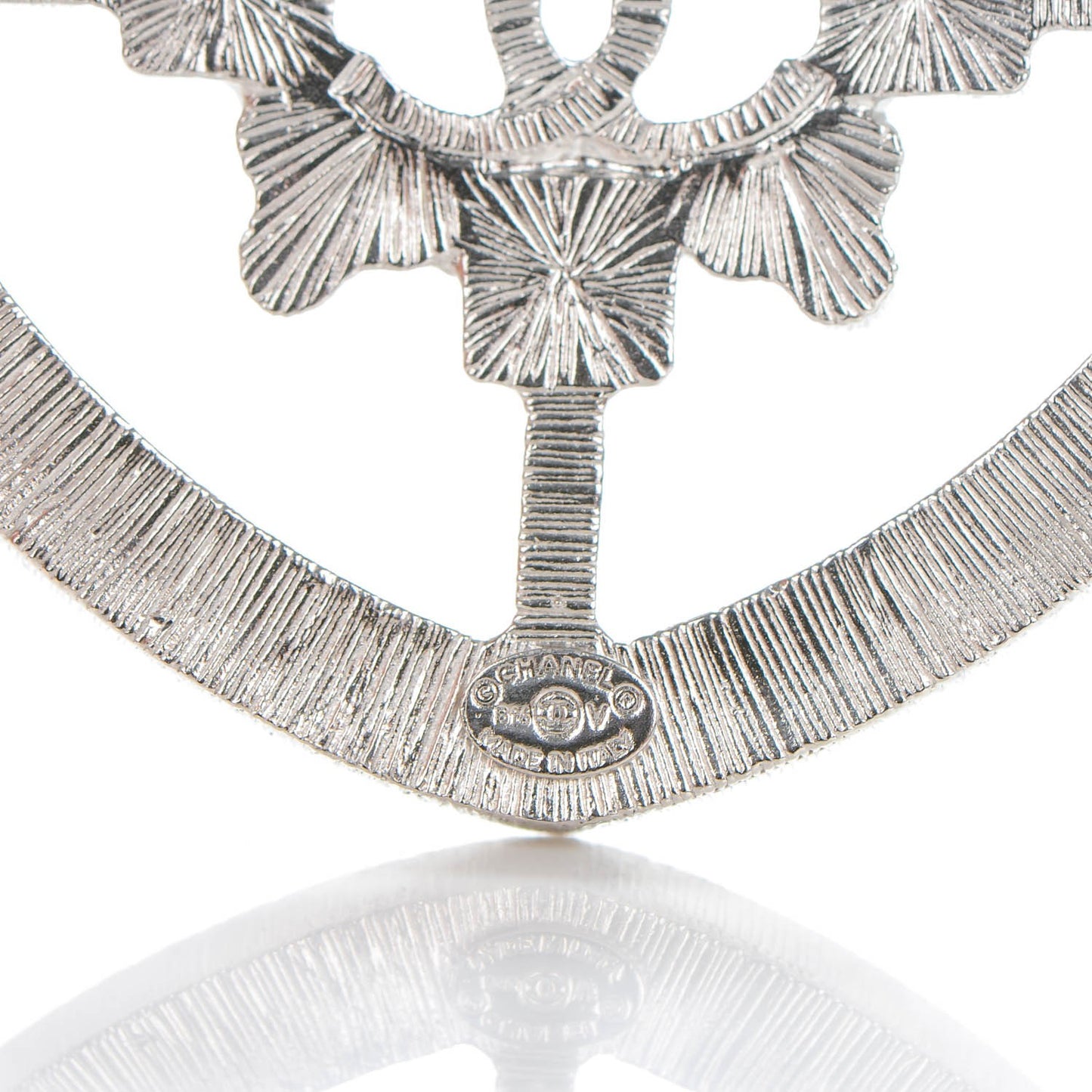 Swarovski Baguette Crystal CC Shield Brooch Silver