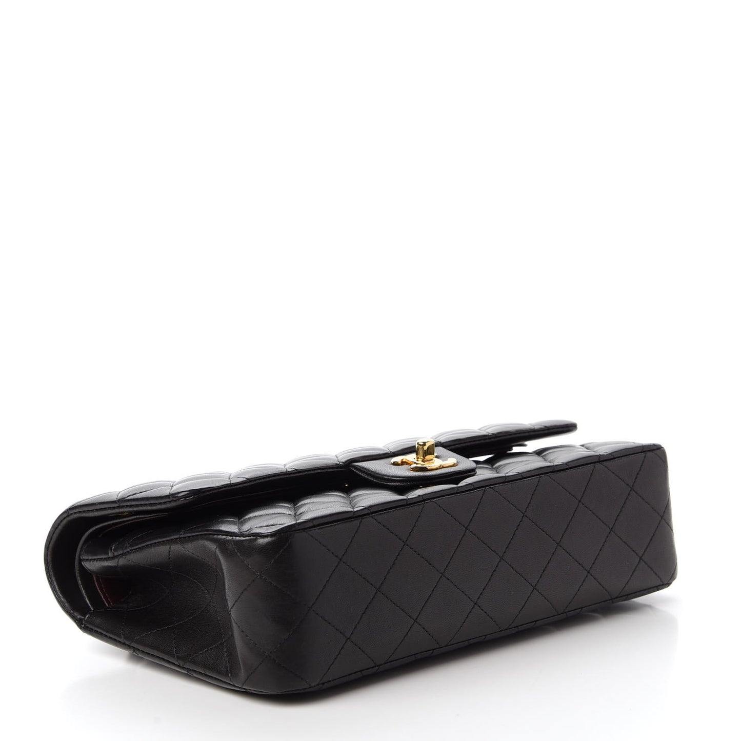 Lambskin Quilted Medium Double Flap Black