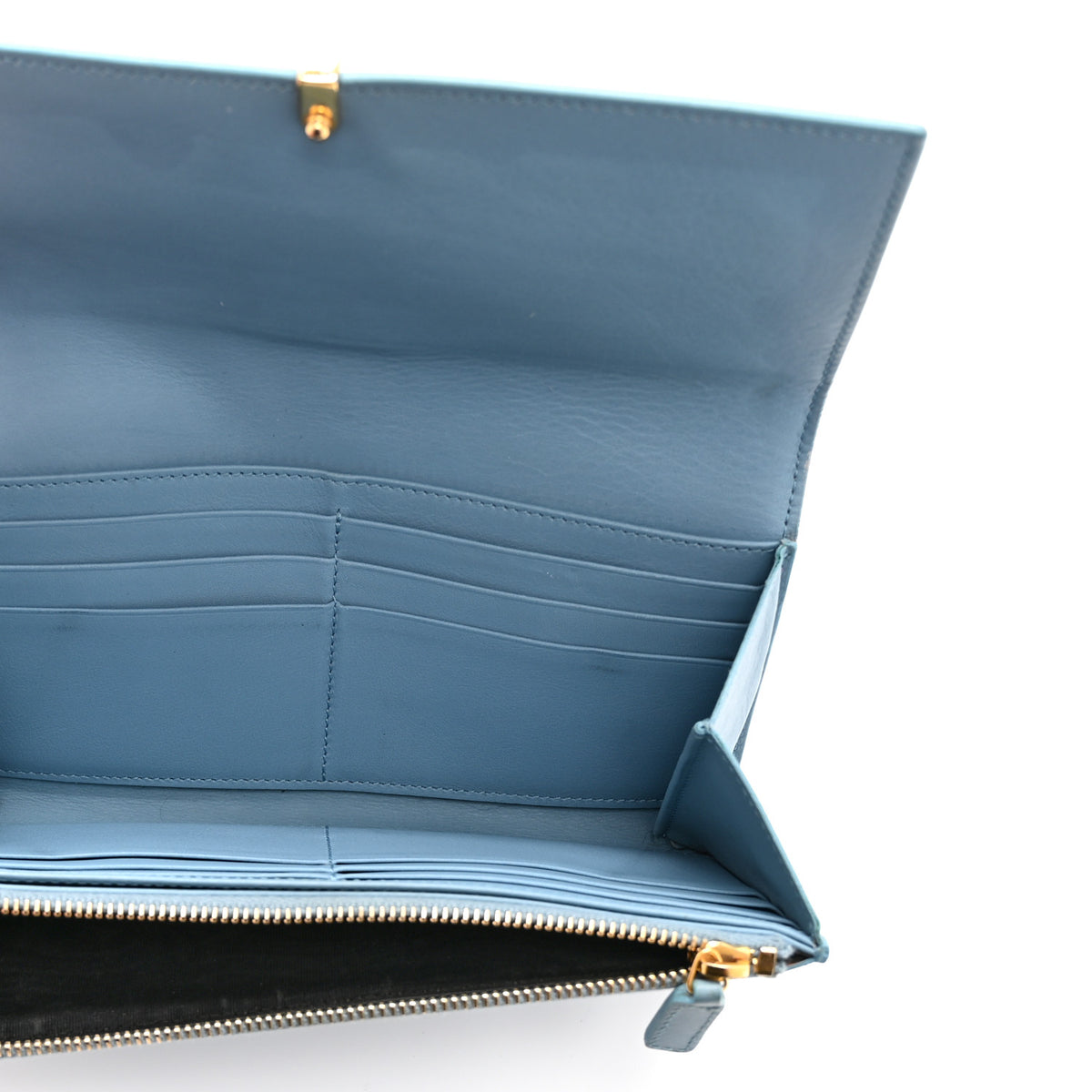 Saint Laurent Calfskin Classic Y Ligne Clutch Blue 5 of 11