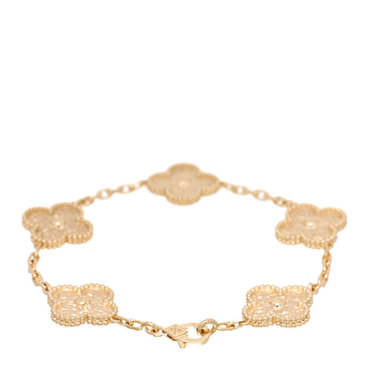 Van Cleef & Arpels 18K Yellow Gold 5 Motifs Vintage Alhambra Bracelet 2 of 5