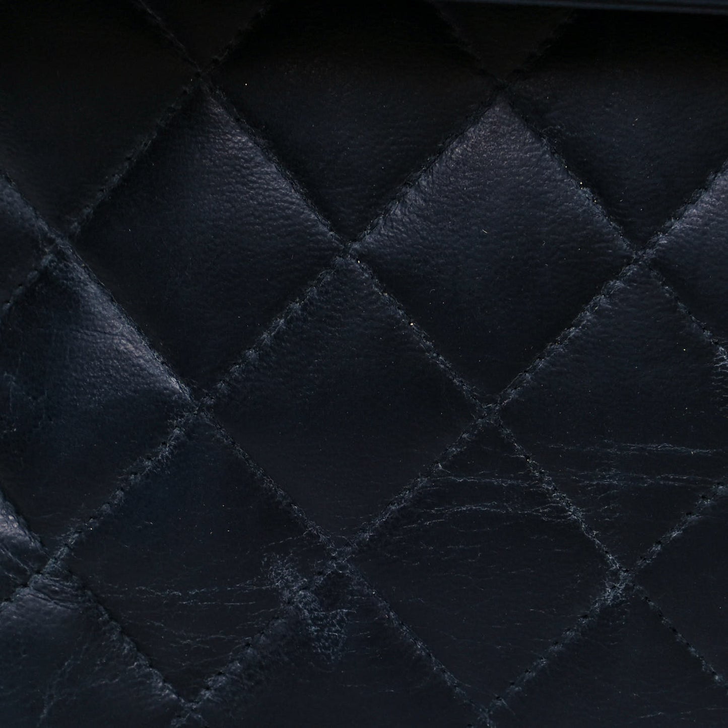 Lambskin Quilted Medium Single Flap Navy Blue