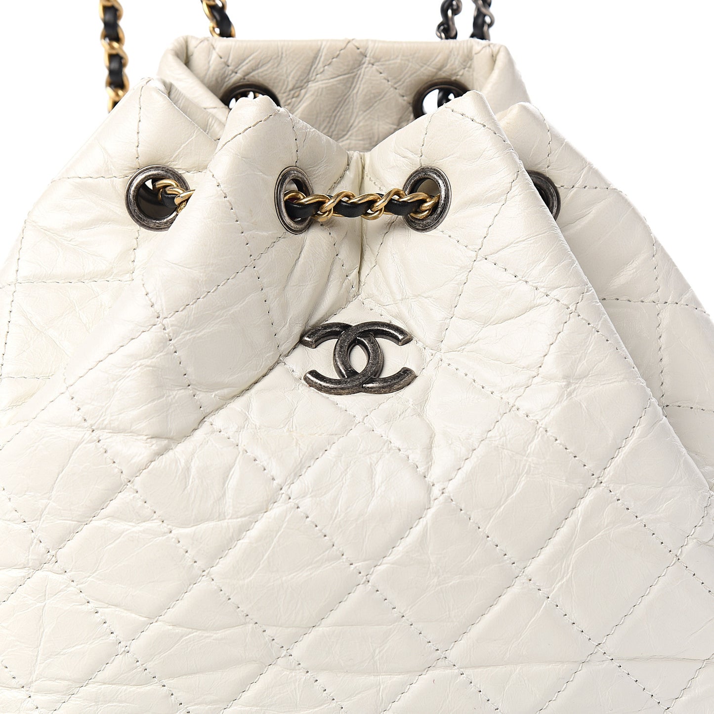 Aged Calfskin Quilted Small Gabrielle Backpack Black White