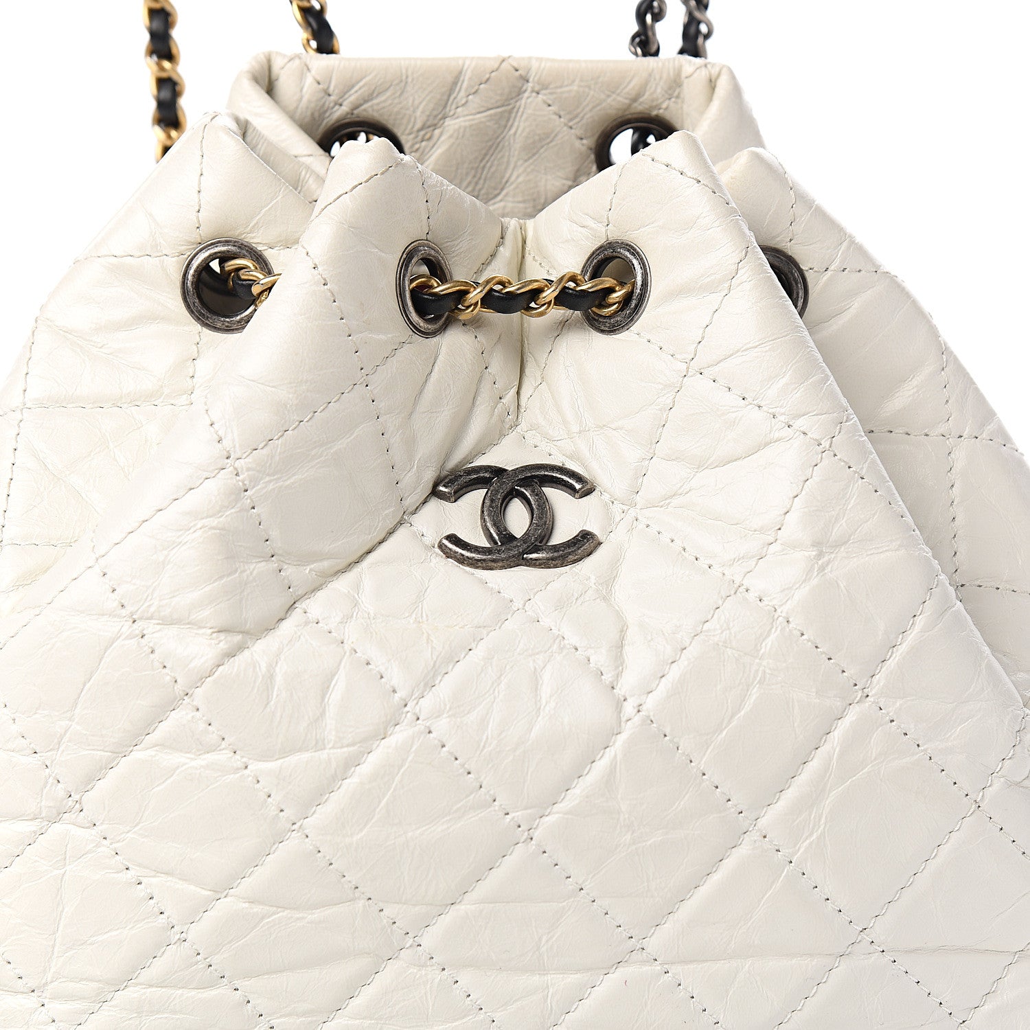 Chanel Aged Calfskin Quilted Small Gabrielle Backpack Black White 2 of 11