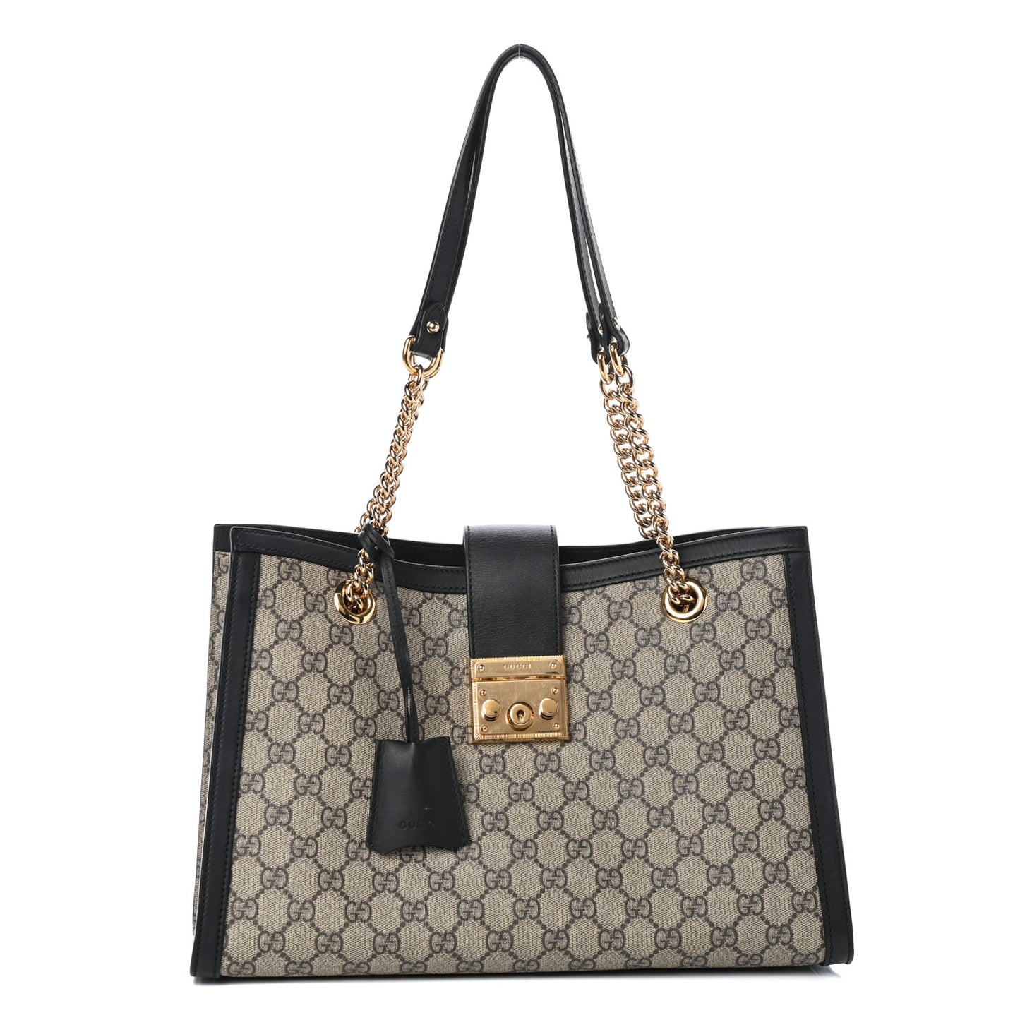 GG Supreme Monogram Medium Padlock Tote Black