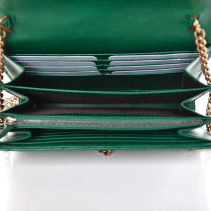 Gucci Calfskin Matelasse GG Marmont Chain Wallet Emerald Green 5 of 8