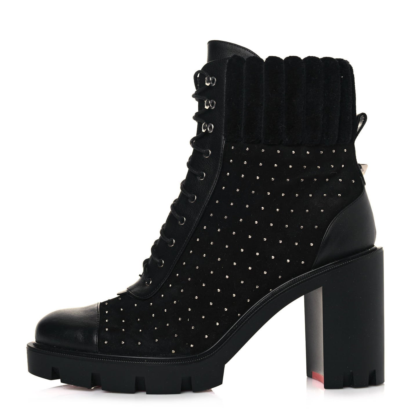 Dakita Calfskin 70 Studded Combat Boots 39.5 Black