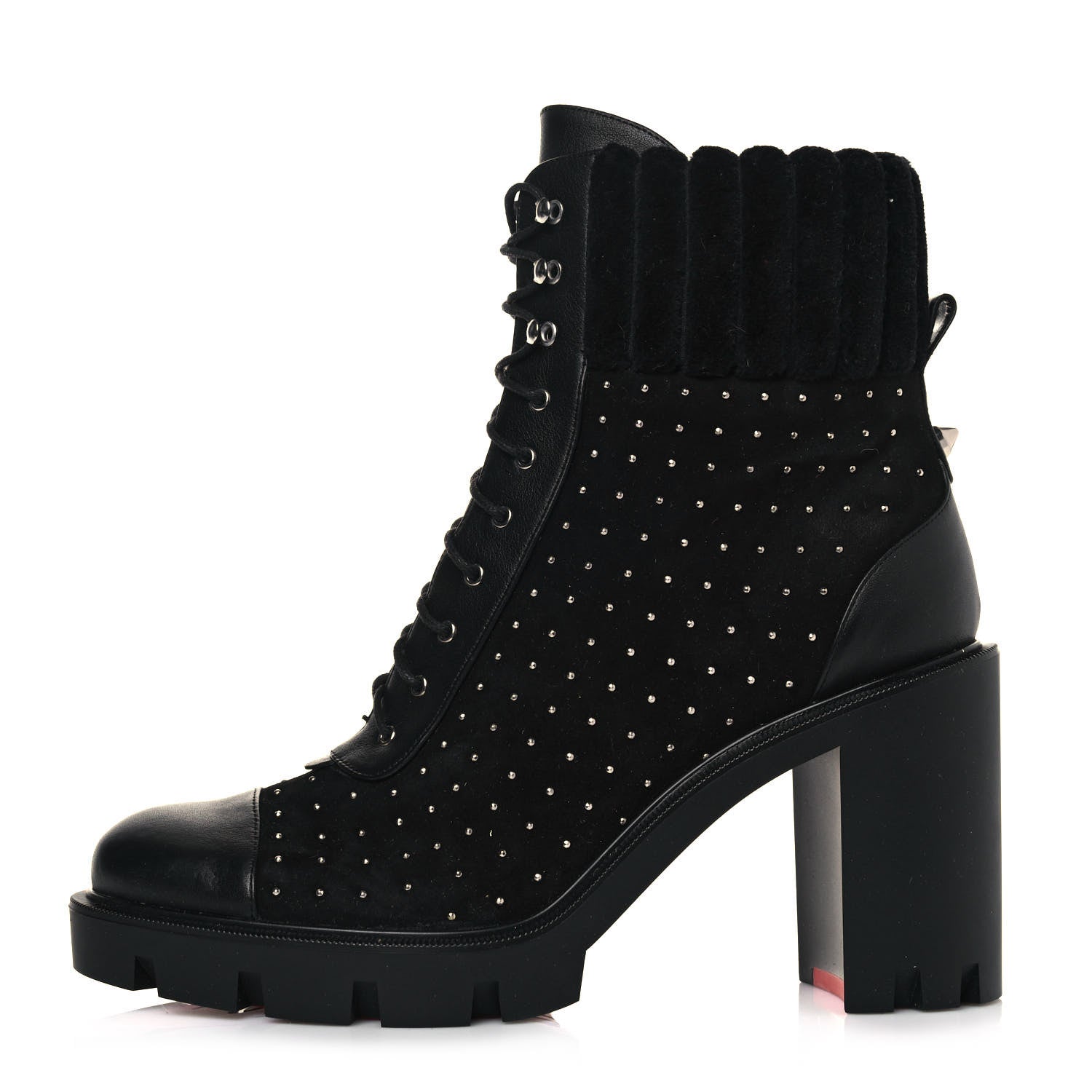 Christian Louboutin Dakita Calfskin 70 Studded Combat Boots 39.5 Black 1 of 9
