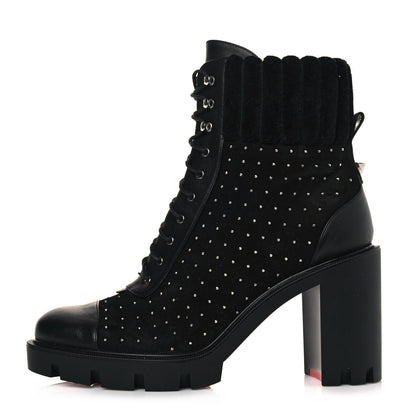 Christian Louboutin Dakita Calfskin 70 Studded Combat Boots 39.5 Black 1 of 9