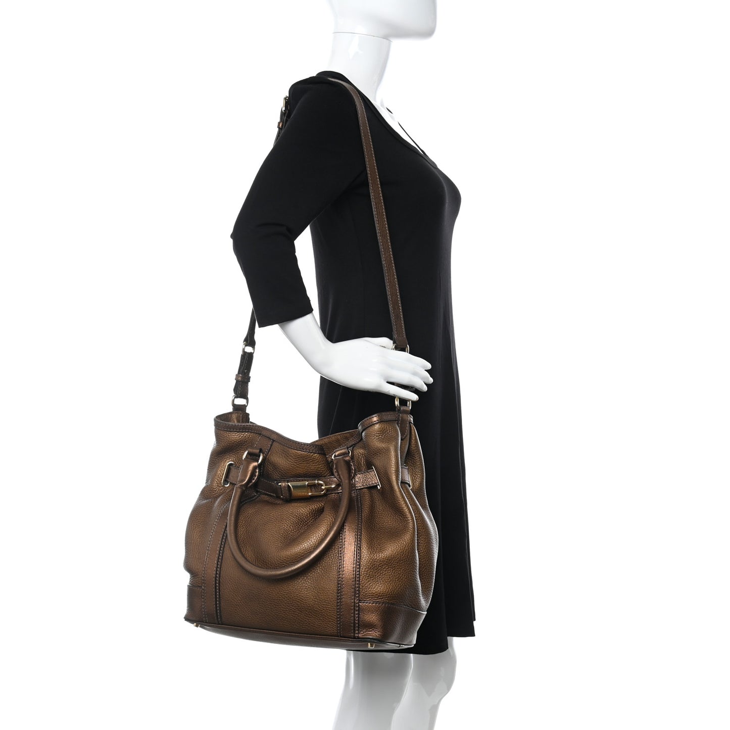 Grainy Calfskin Medium Golderton Tote Antique Gold