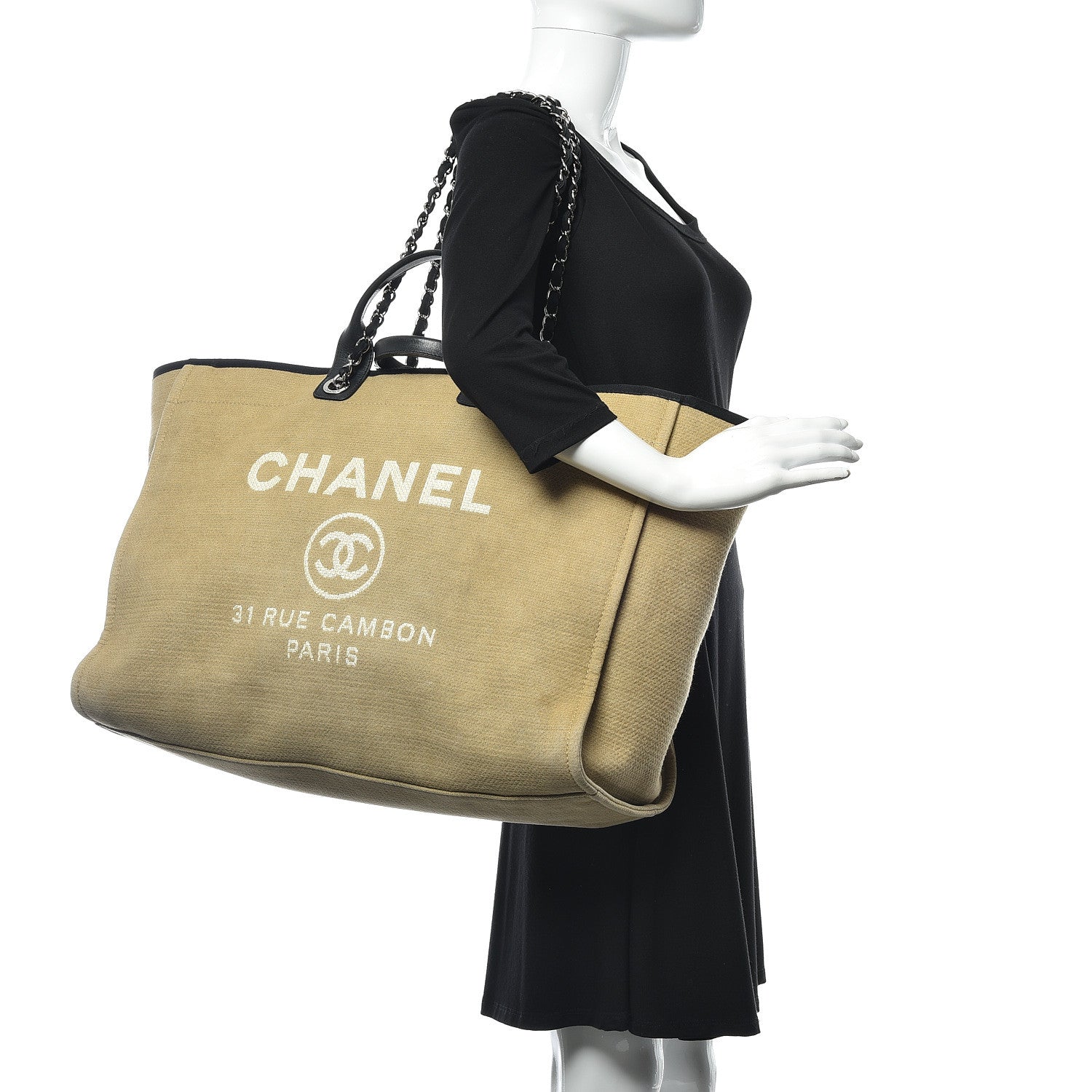 Chanel Woven Straw Raffia Extra Large Deauville Tote Beige Black 2 of 21