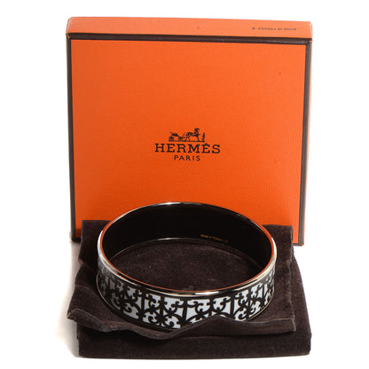 Hermes Enamel Printed Wide Balcons du Guadalquivir Bracelet 65 Silver 5 of 5