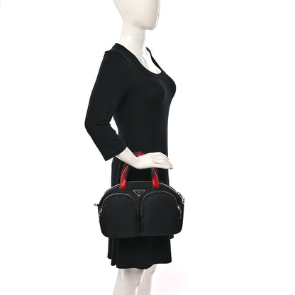 Prada Tessuto Nylon Pocket Top Handle Cargo Shoulder Bag Black Fuoco 2 of 8