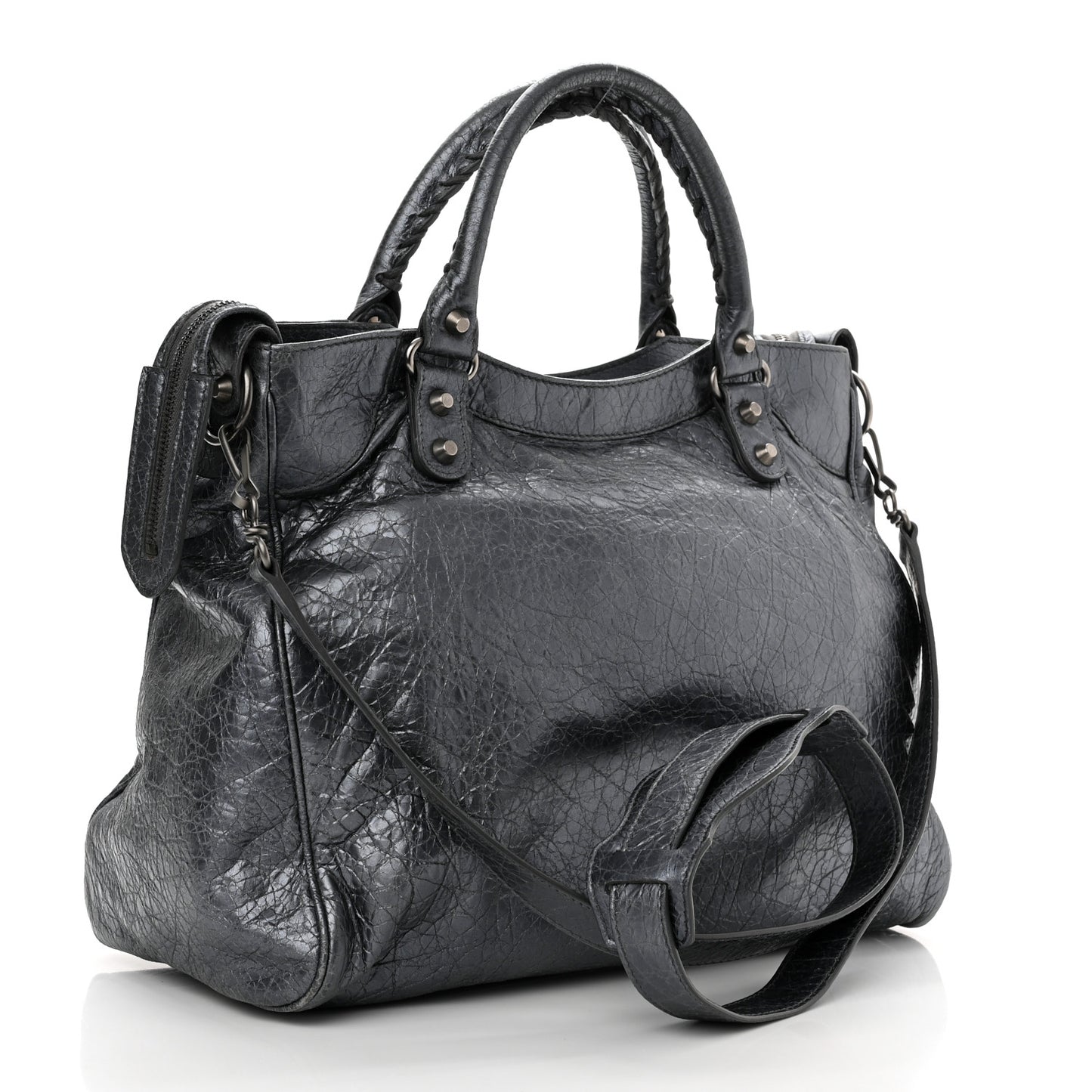 Metallic Agneau Classic Hardware Argent Fonce