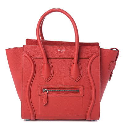 Celine Drummed Calfskin Micro Luggage Red 1 of 10