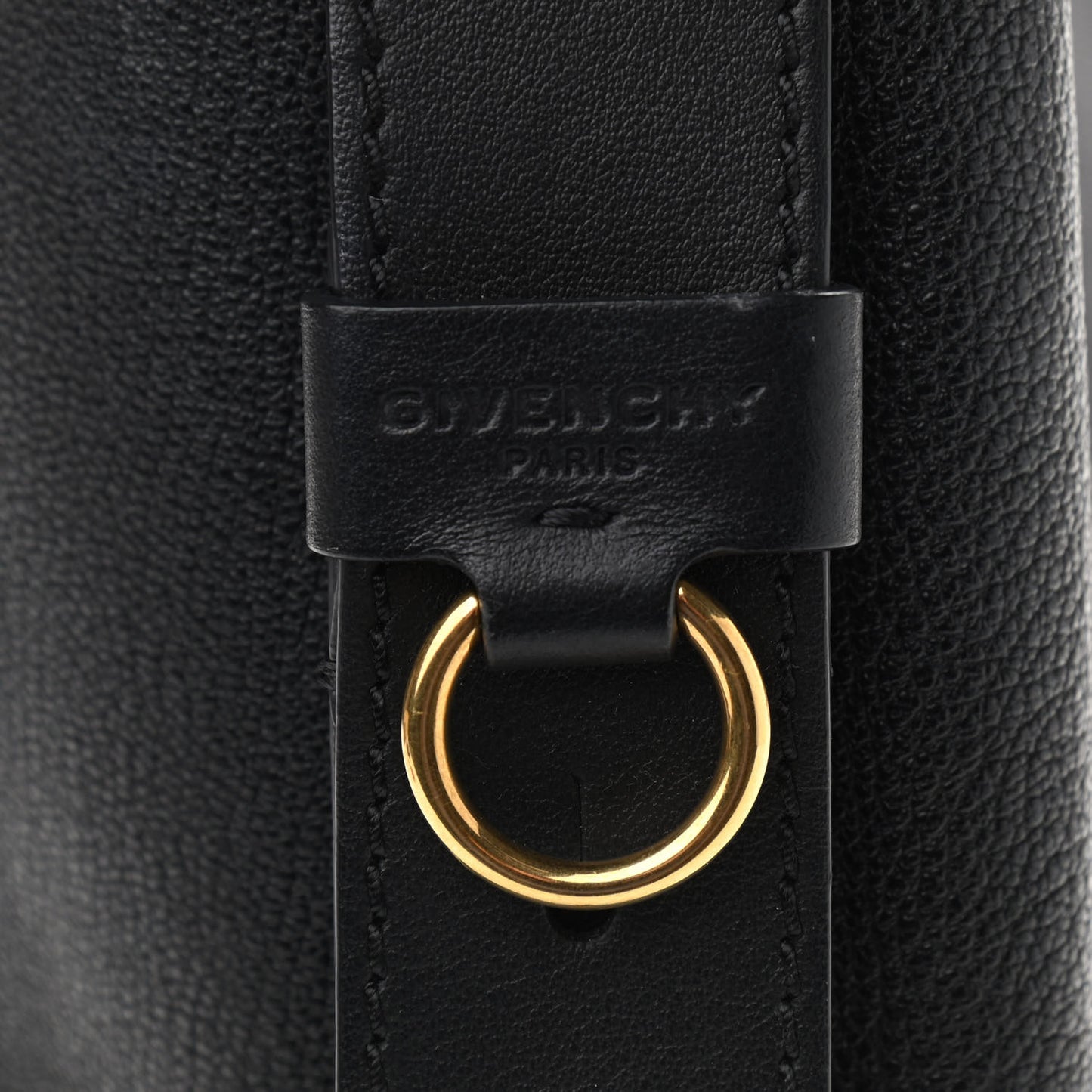 Grained Calfskin GV Bucket Bag Black