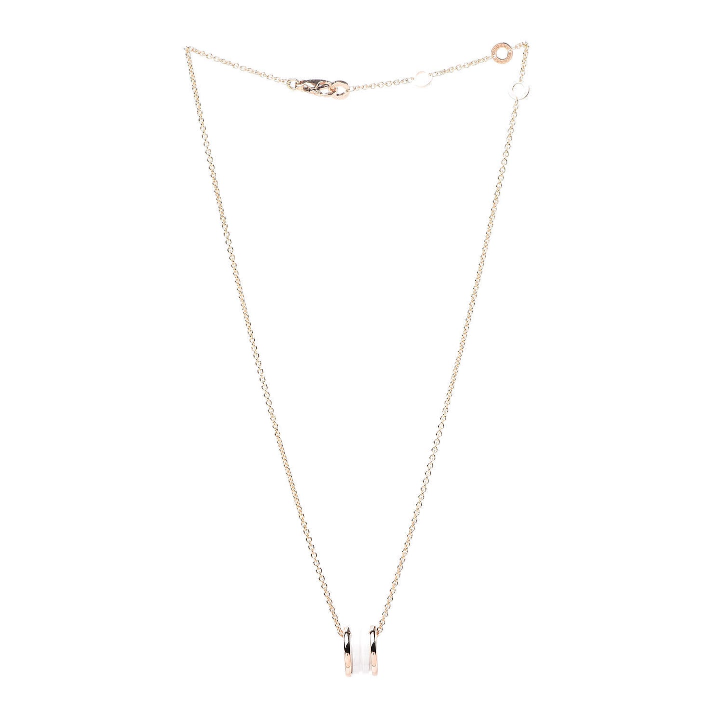 18K Rose Gold White Ceramic B.Zero1 Pendant Necklace