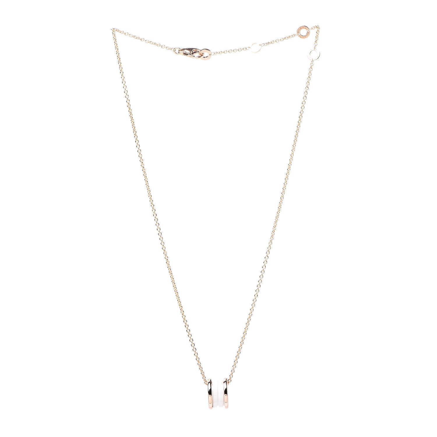 Bulgari 18K Rose Gold White Ceramic B.Zero1 Pendant Necklace 3 of 6