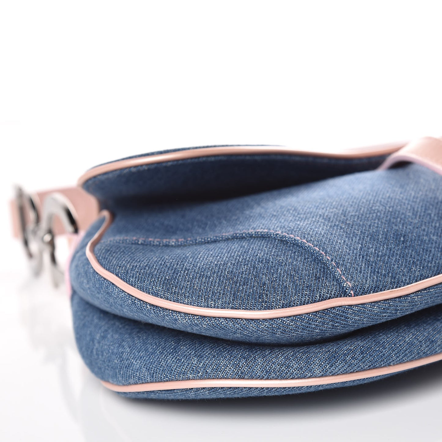 Patent Denim Jeans Saddle Bag Blue Pink