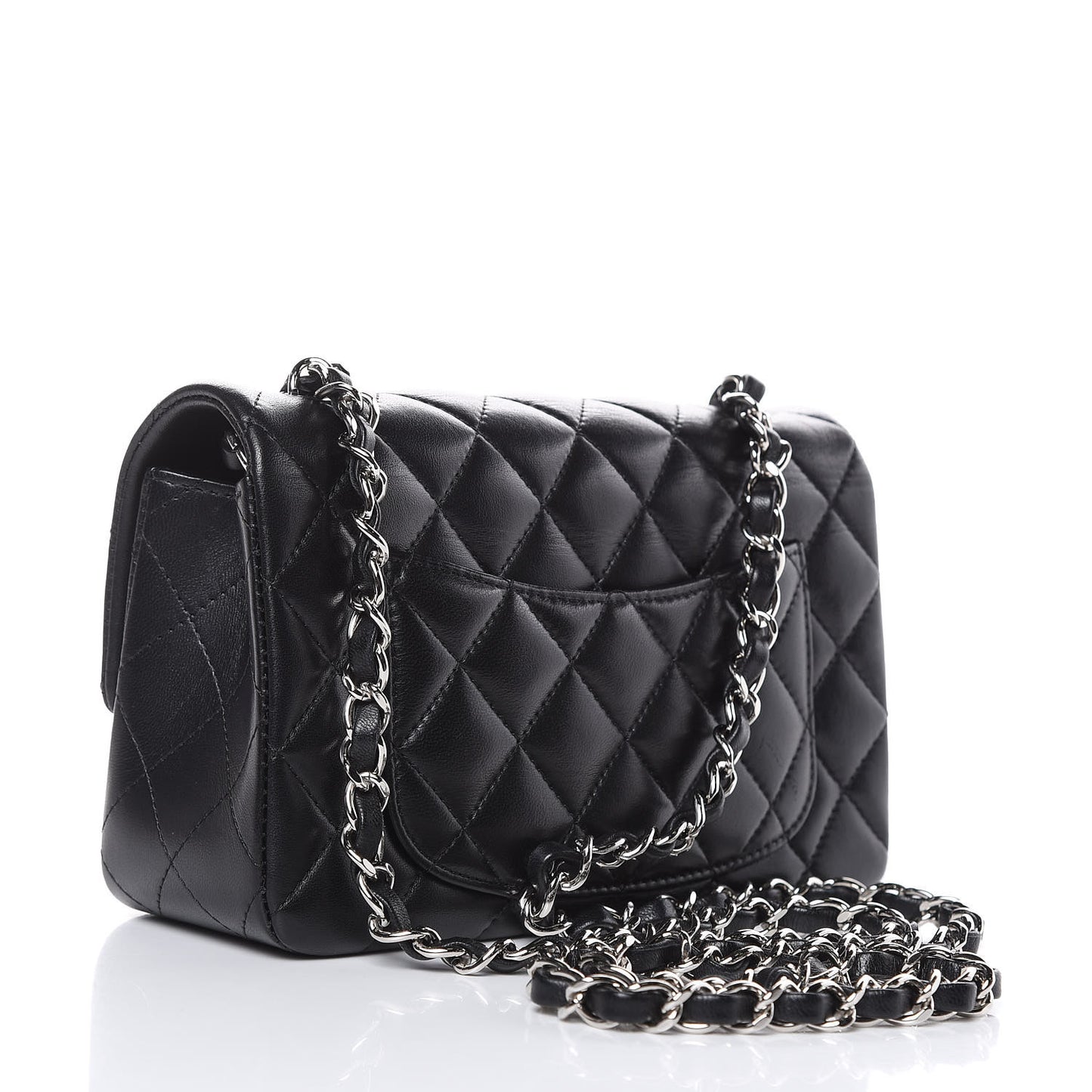 Lambskin Quilted Mini Rectangular Flap Black