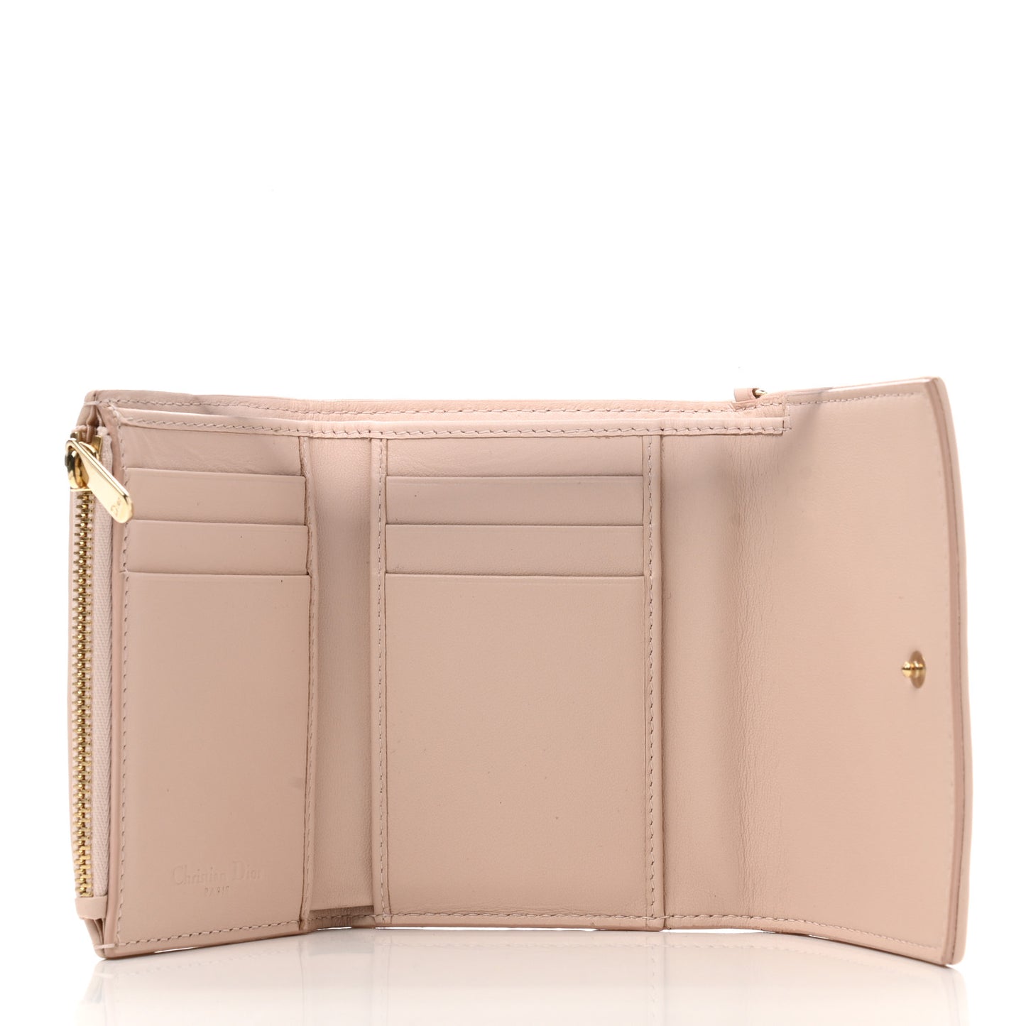 Lambskin Cannage Lady Dior Compact Wallet Light Pink