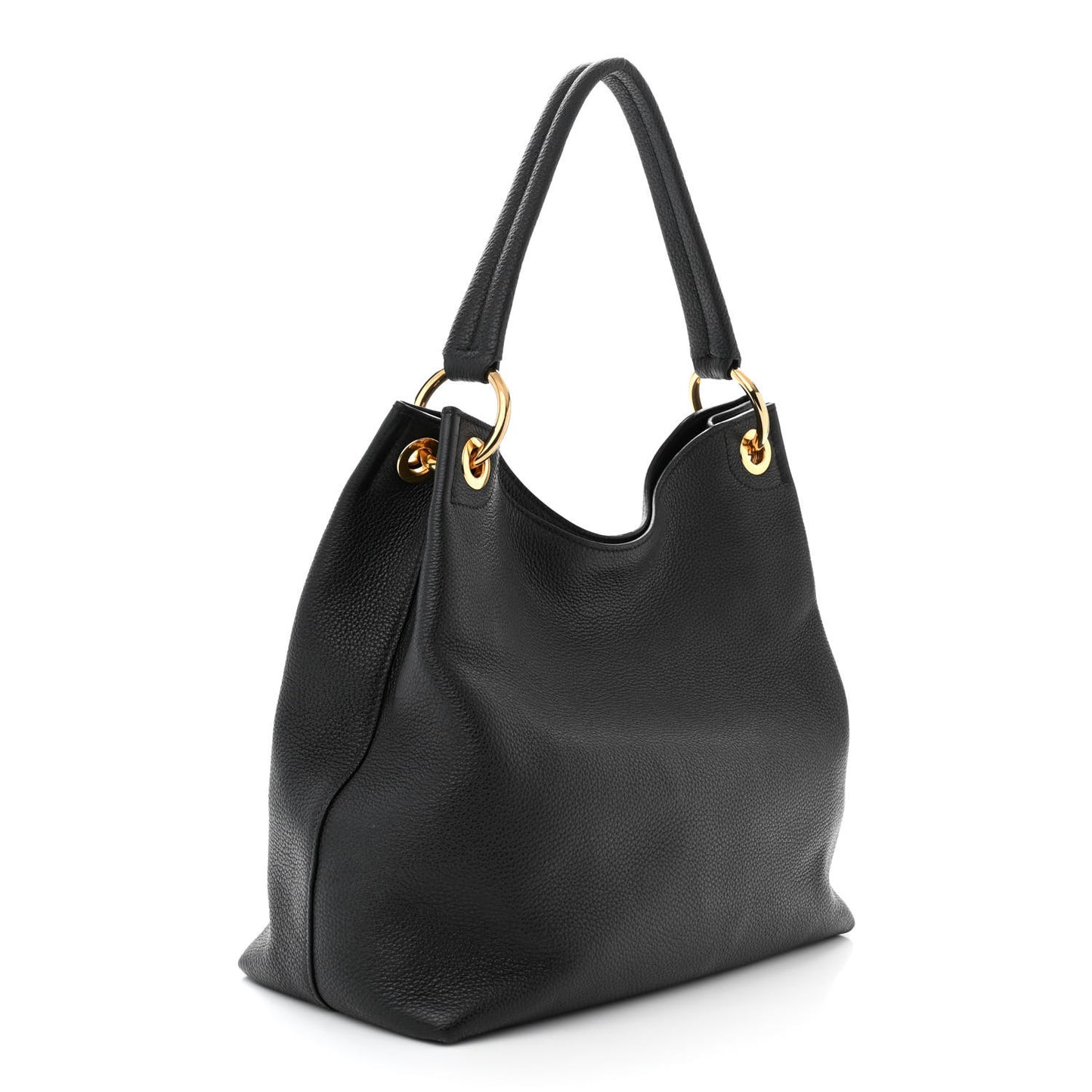 Vitello Phenix Embossed Logo Hobo Black