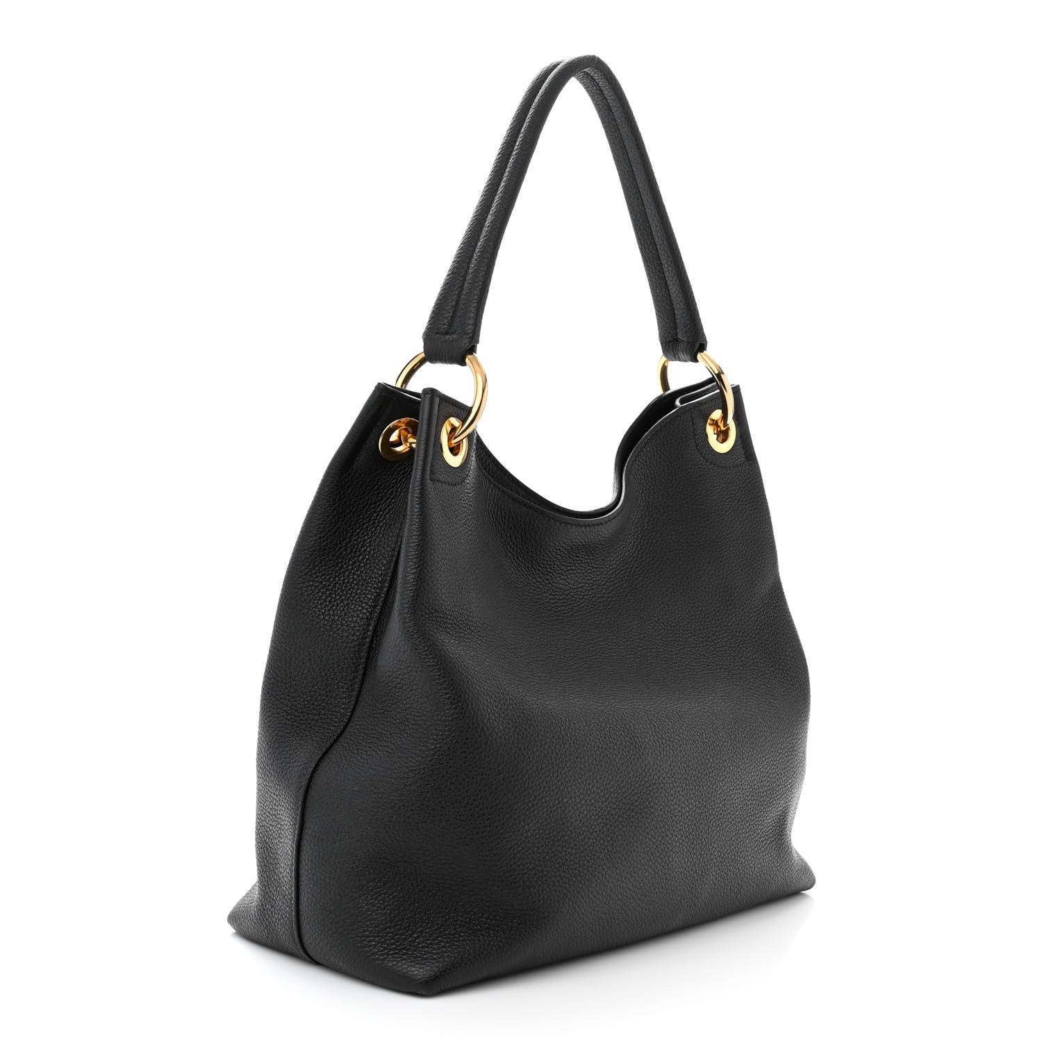 Prada Vitello Phenix Embossed Logo Hobo Black 3 of 12
