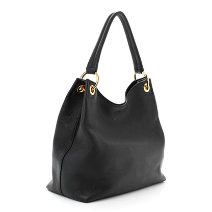 Prada Vitello Phenix Embossed Logo Hobo Black 3 of 12