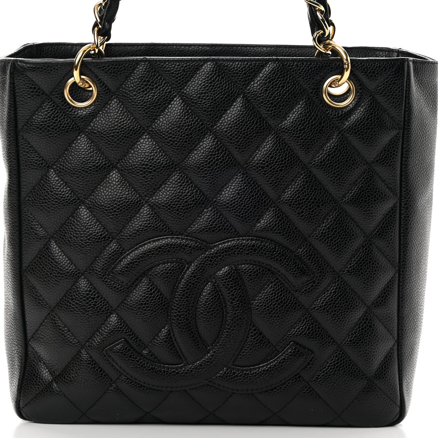 Caviar Quilted Petit Shopping Tote PST Black