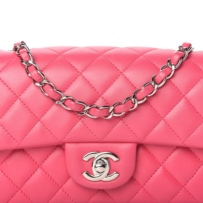 Chanel Lambskin Quilted Mini Rectangular Flap Dark Pink 10 of 10