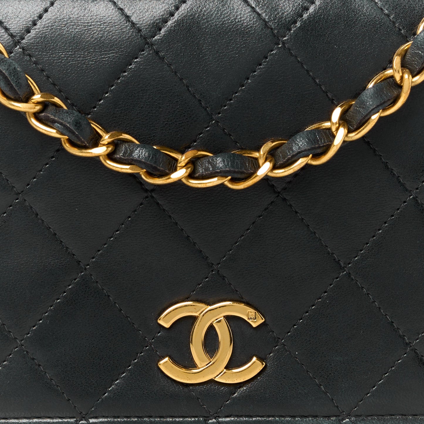 Lambskin Quilted Small Single Flap Black