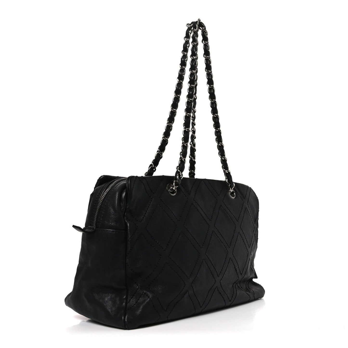 Calfskin Small Diamond Stitch Tote Black