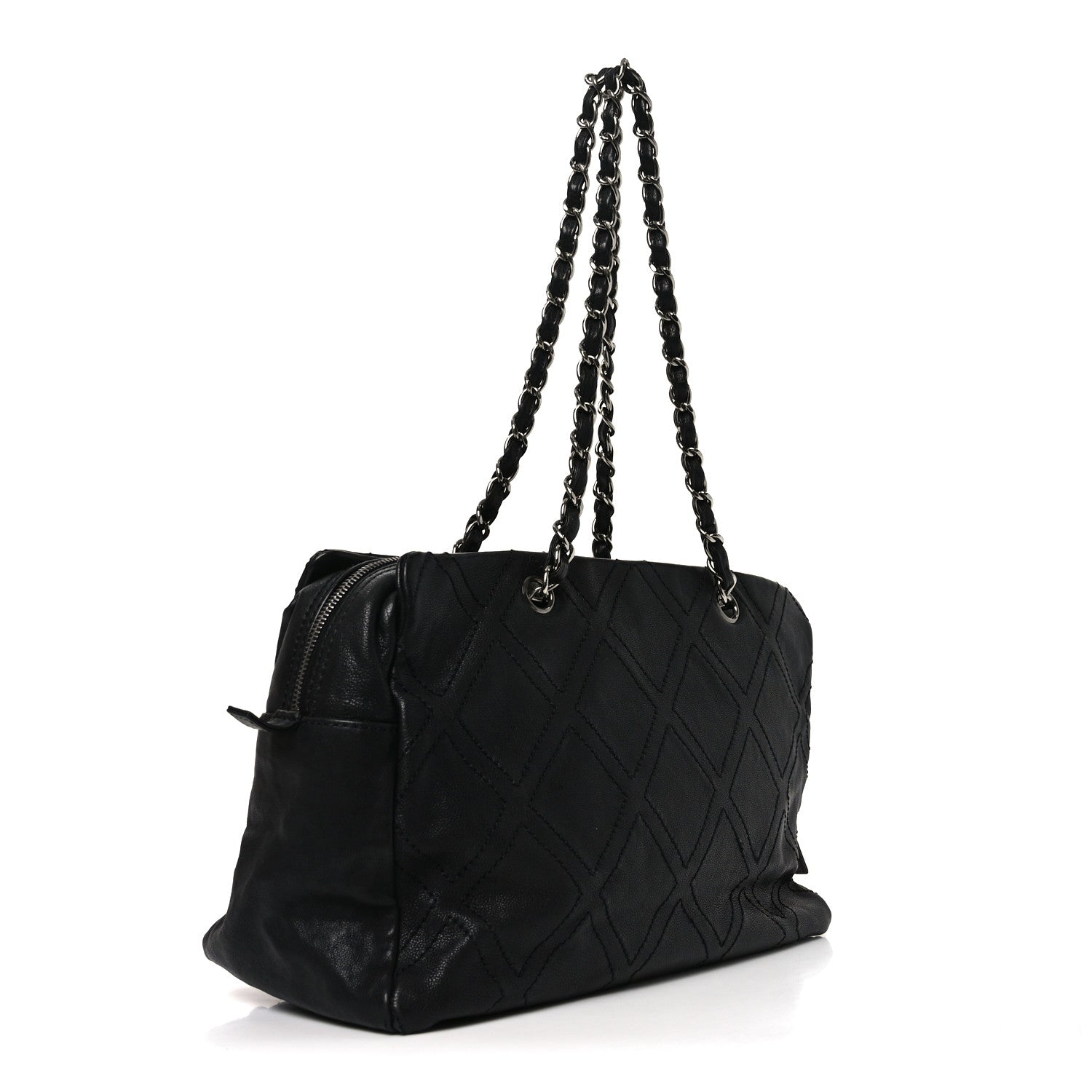 Chanel Calfskin Small Diamond Stitch Tote Black 3 of 10