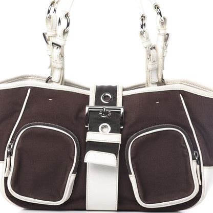 Prada Canvas Calfskin Shoulder Bag 15 of 17