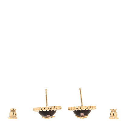 Christian Dior Resin Pearl Glass Logo Earrings Gold Pink 3 of 5